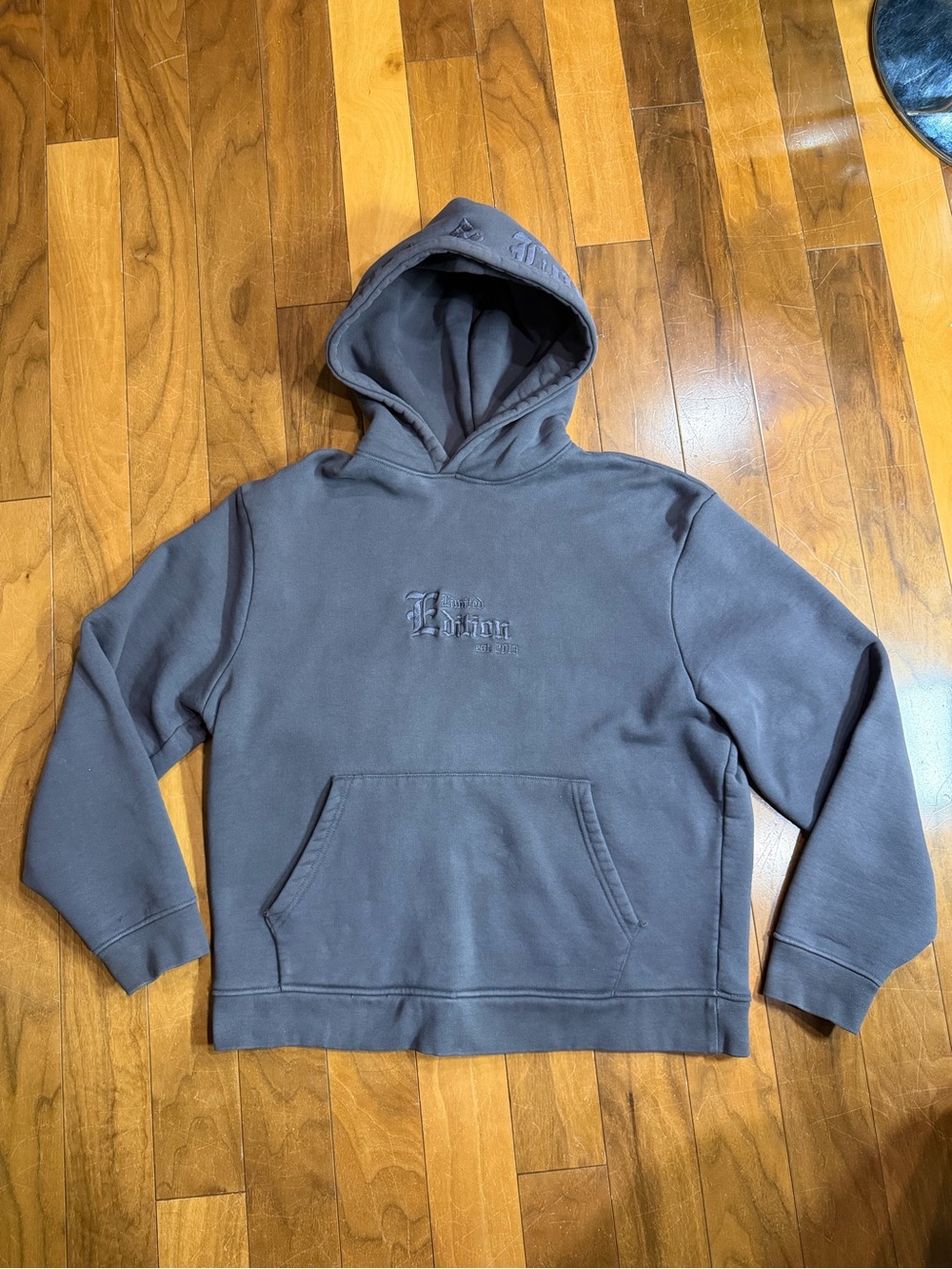 Embroidered Hooded Sweatshirt - Slate Gray